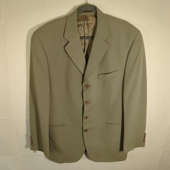 Kasper 44R Olive Green Blazer Men’s Union Made Canada 3 Button Jacket Polyester - Picture 1 of 8